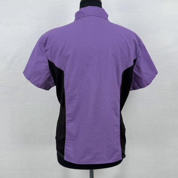 Mobb Womens Medium Purple Zip Front Short Sleeve Scrub Jacket Tunic Pockets - Picture 3 of 7